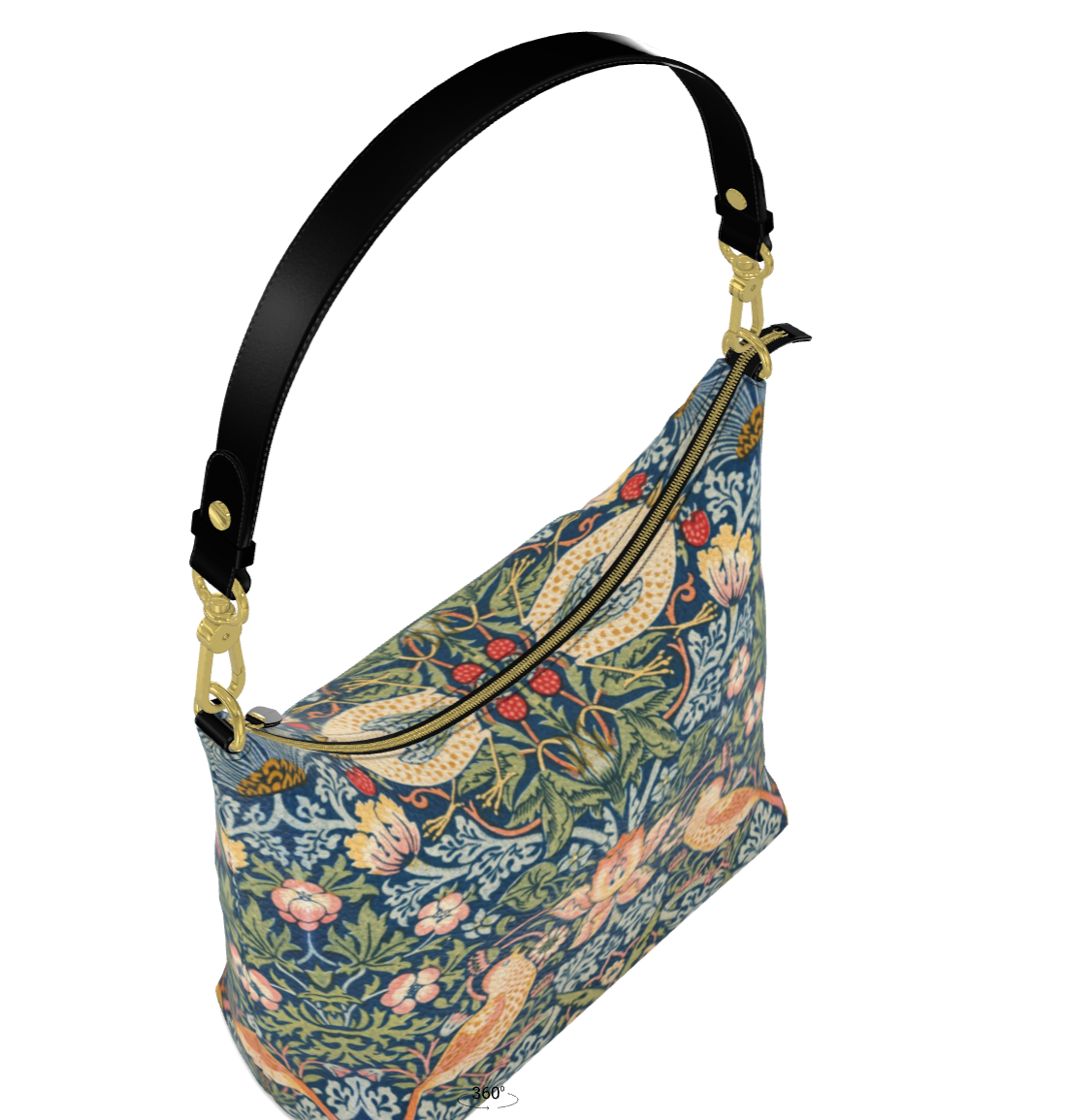 Handmade Leather Shoulder Bag 'The Strawberry Thieves'