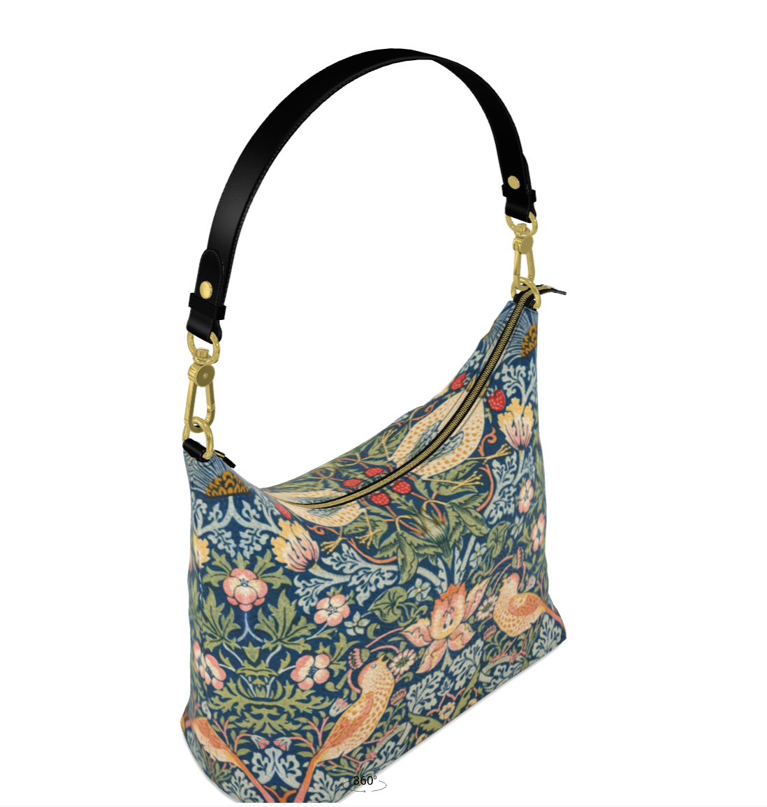 Handmade Leather Shoulder Bag 'The Strawberry Thieves'