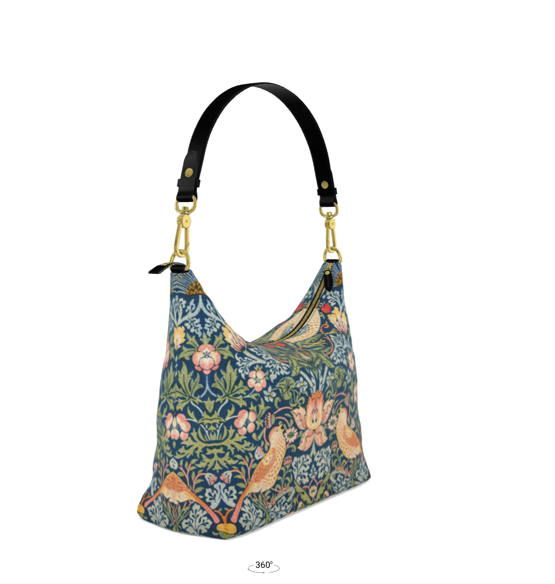 Handmade Leather Shoulder Bag 'The Strawberry Thieves'