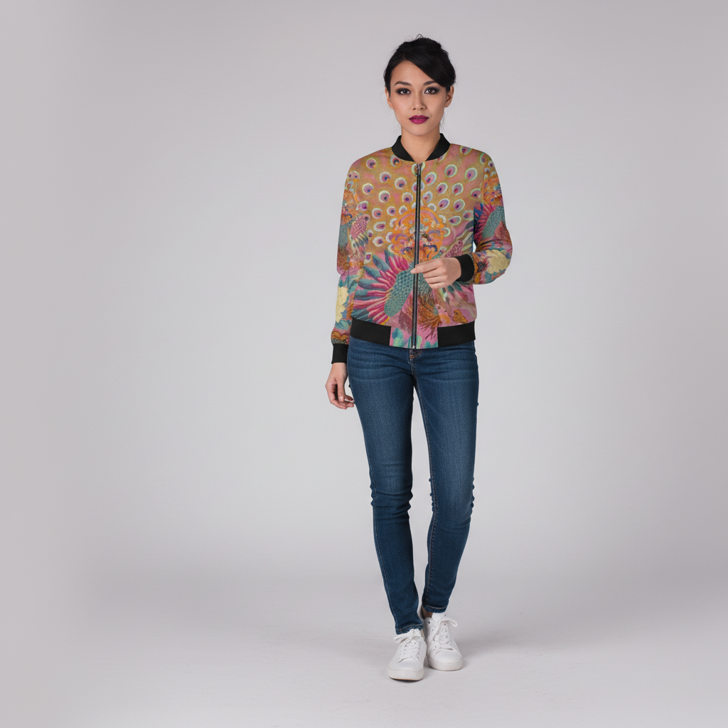 Bomberjacke - Vintage-Kimono-Print