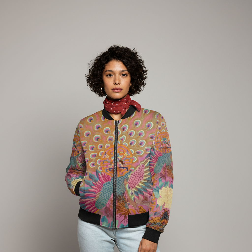 Bomberjacke - Vintage-Kimono-Print