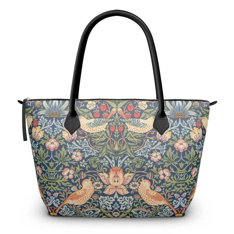 Art Nouveau Zip Top Handbag, William Morris "The Strawberry Thief"