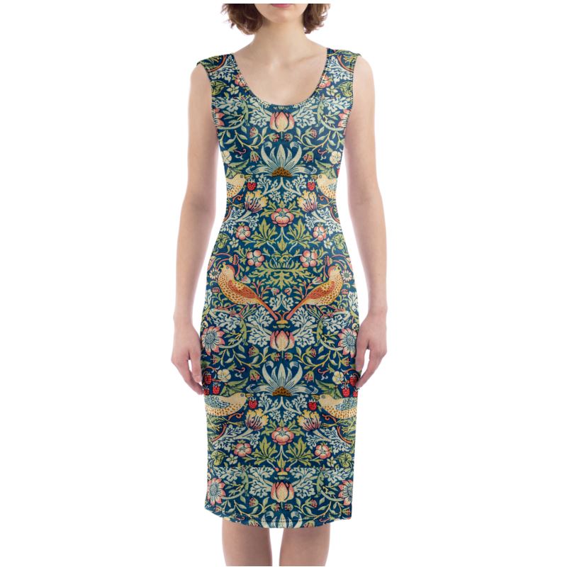 Art Nouveau Bodycon Dress, William Morris Art Nouveau Dress, Art Deco Dress, The Strawberry Thieves