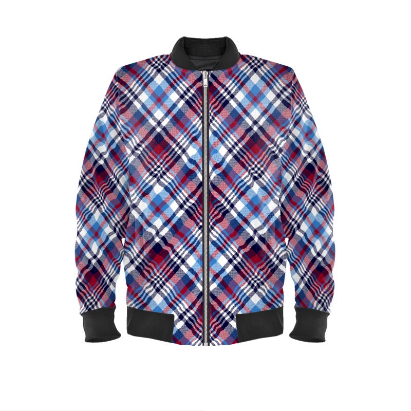 Sky and Jam Tartan Unisex Bomberjacke, karierte Bomberjacke