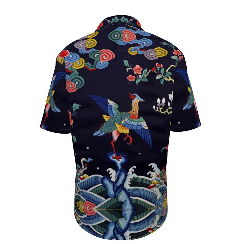 Short Sleeve Shirt- Vintage Chinese Textile design