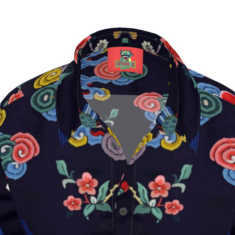 Short Sleeve Shirt- Vintage Chinese Textile design