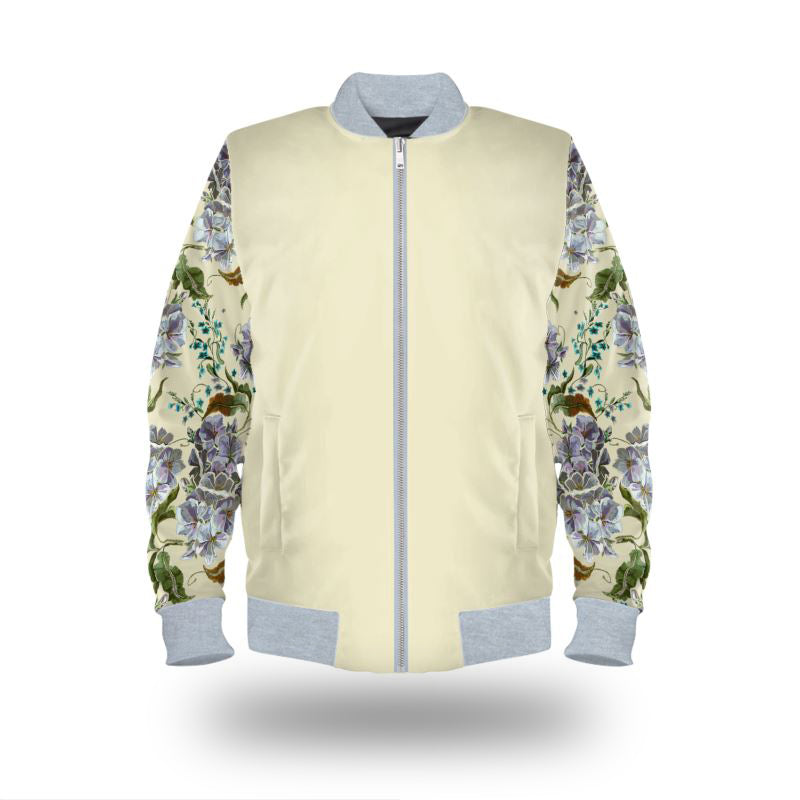 Garantie 3 ans, Bomber crème vintage avec manche à fleurs japonaises