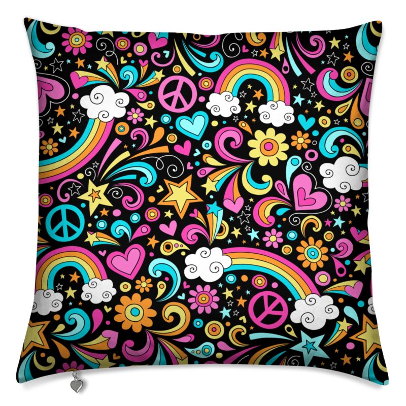 Mid Century 60er Kissenbezug Regenbogen