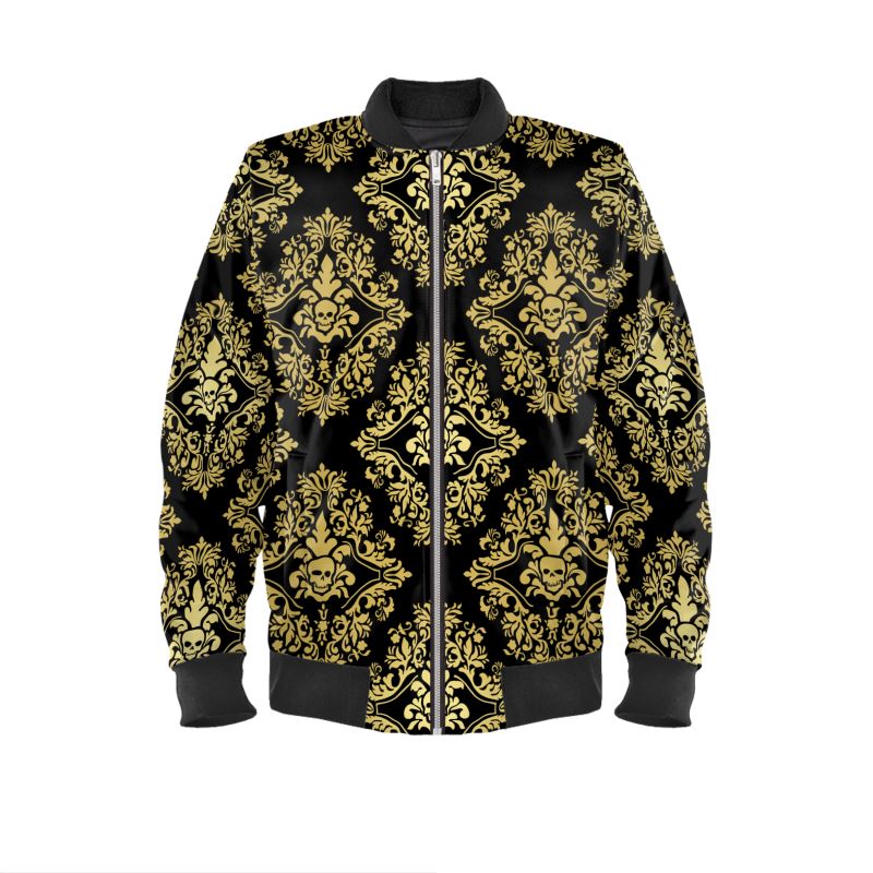 Bomber Jacket Gold Skull Damask