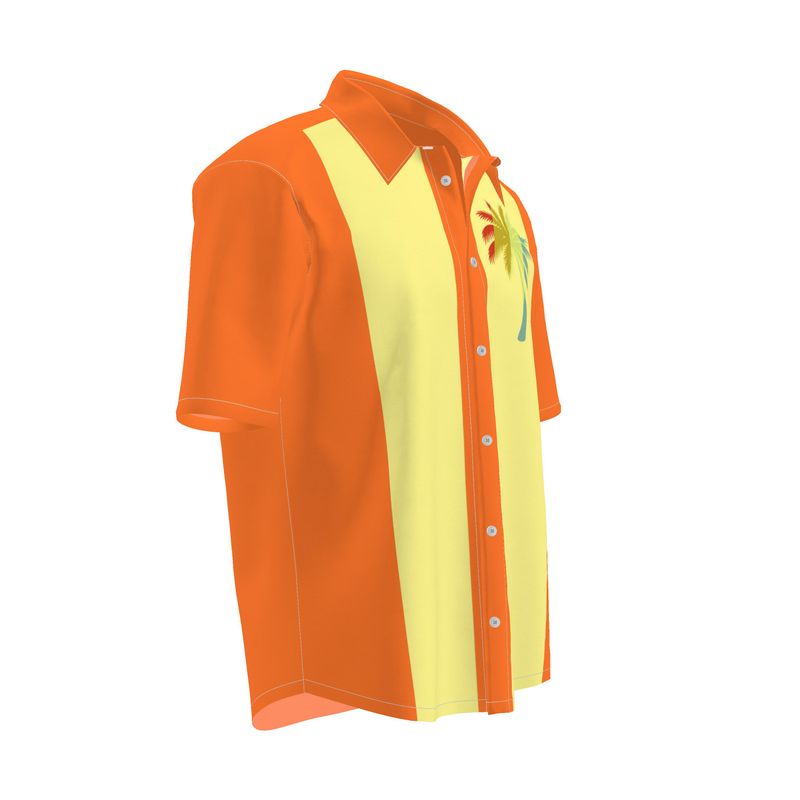 Short Sleeve Shirt, Retro Bowling Shirt 50s Tropical