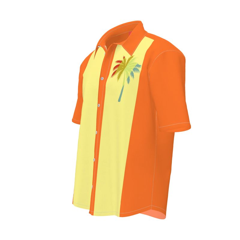 Short Sleeve Shirt, Retro Bowling Shirt 50s Tropical
