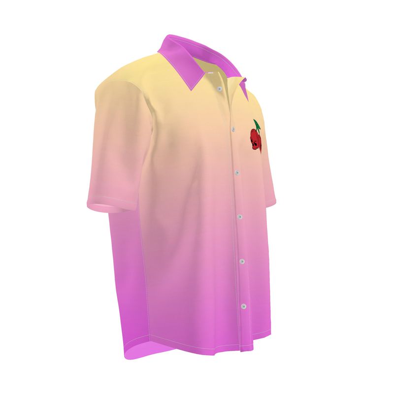 Short Sleeve Shirt, Cherry Skulls Retro Bowling Shirt