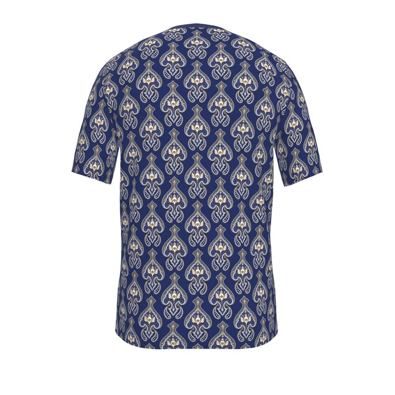 Luxury Tee Shirt blue art deco, Pima Cotton,