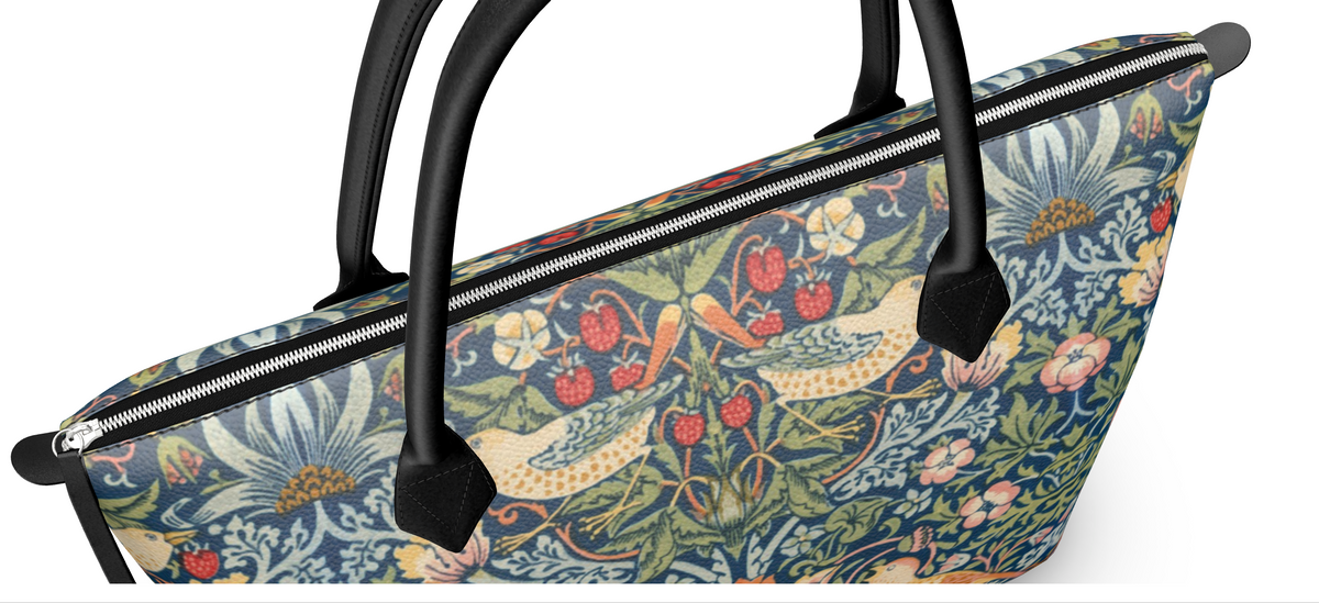 Art Nouveau Zip Top Handbag, William Morris "The Strawberry Thief"