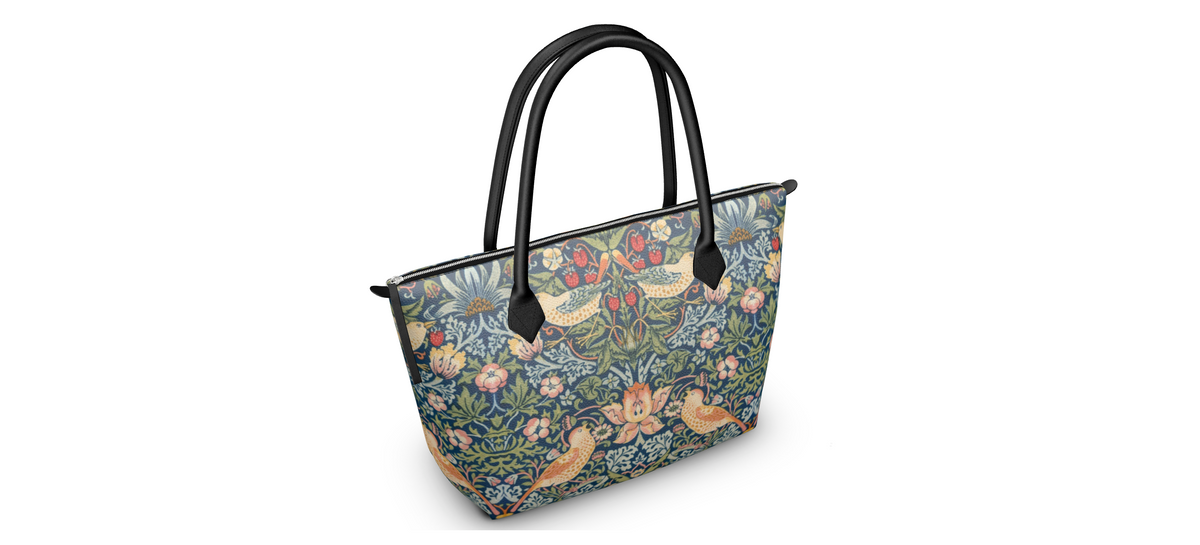 Art Nouveau Zip Top Handbag, William Morris "The Strawberry Thief"