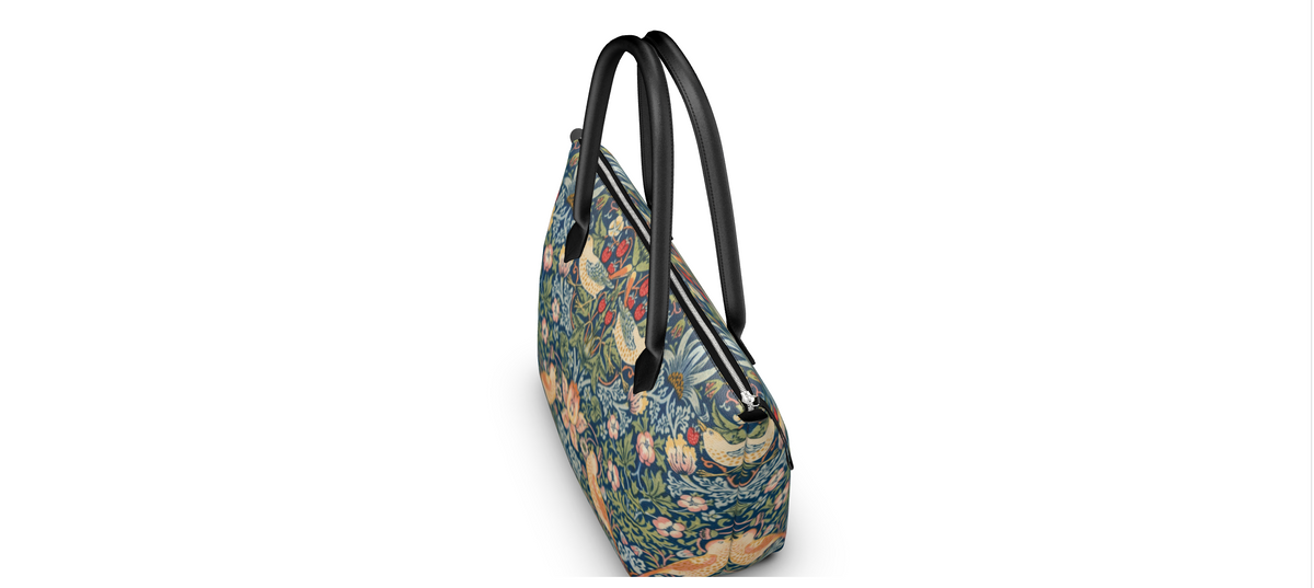 Art Nouveau Zip Top Handbag, William Morris "The Strawberry Thief"