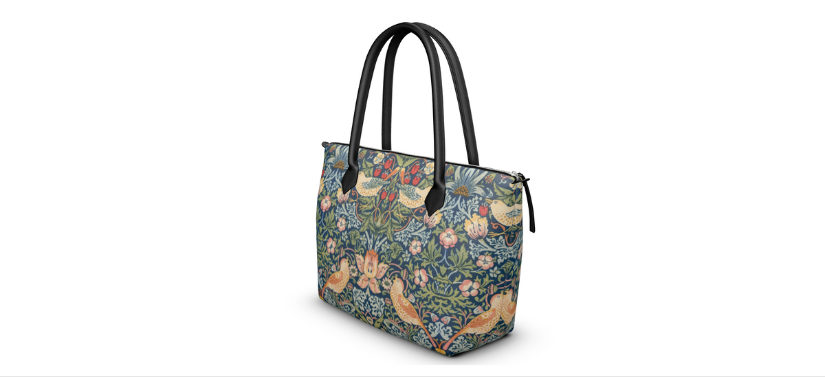 Art Nouveau Zip Top Handbag, William Morris "The Strawberry Thief"
