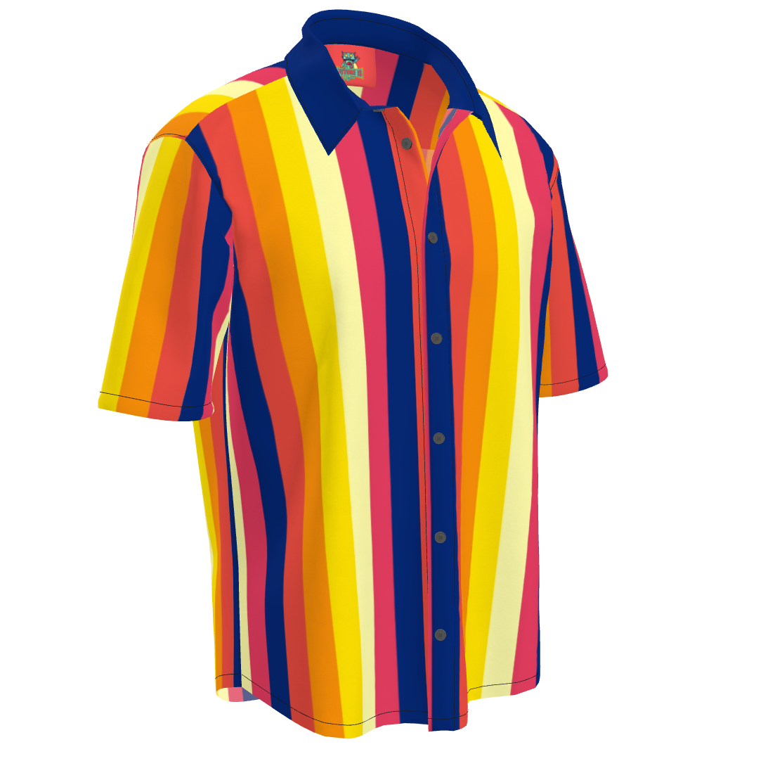 Short Sleeve Shirt Retro 70s Stripes