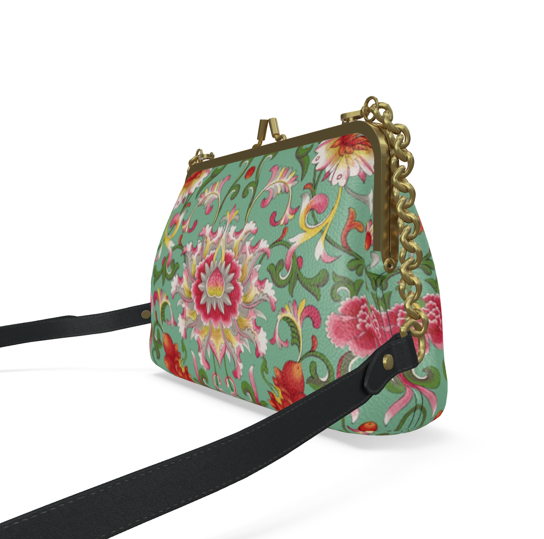 Flat Frame Bag in Nappa Leather Art Nouveau