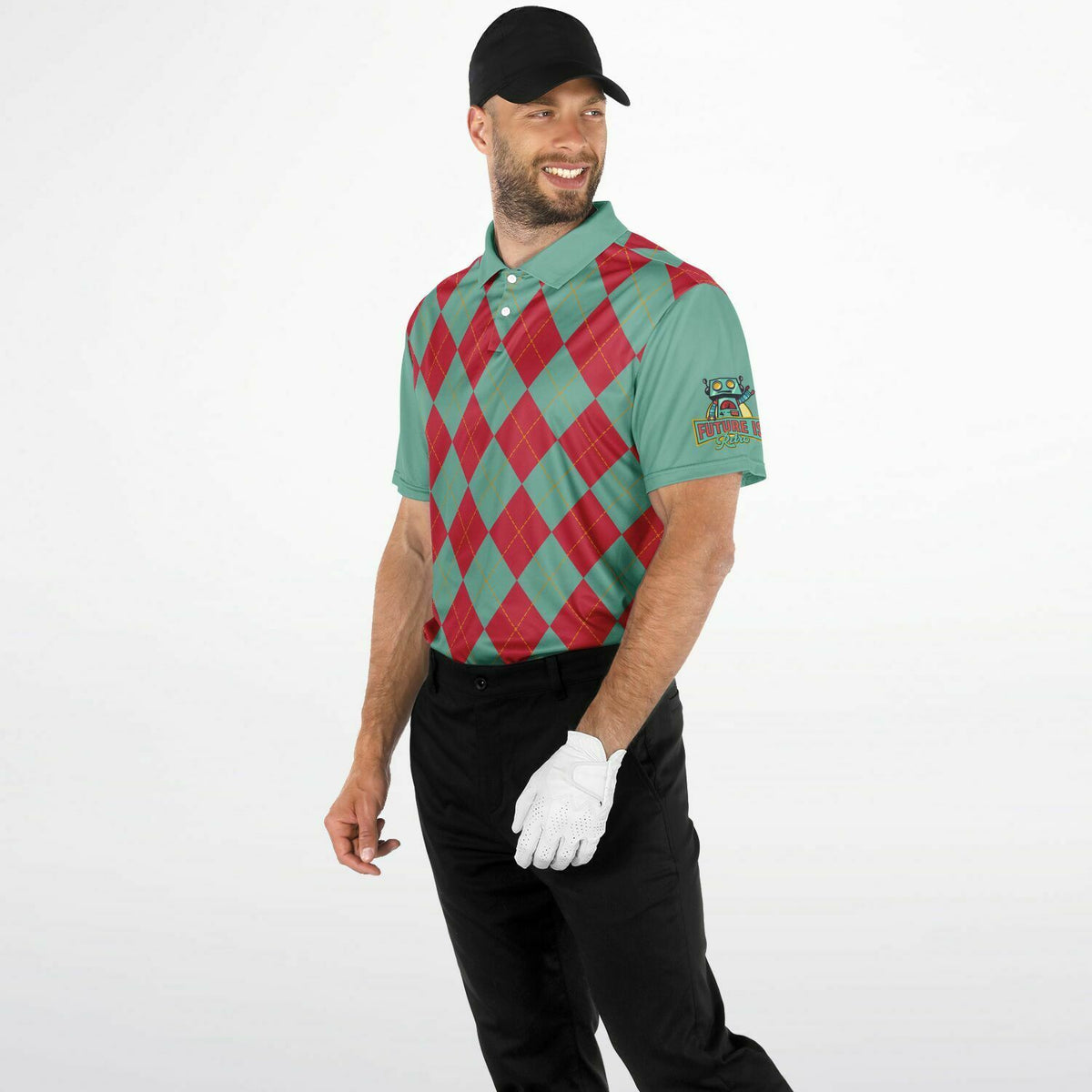Performance Golf Polo - Retro Teal Argyle