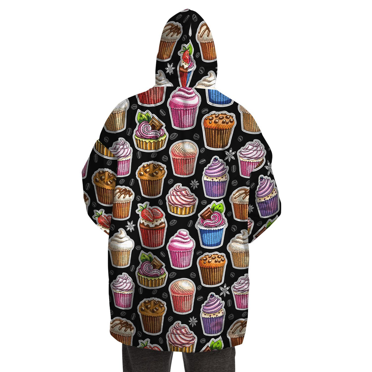 Snug Hoodie Wearable Blanket -Cupcakes and Coffee