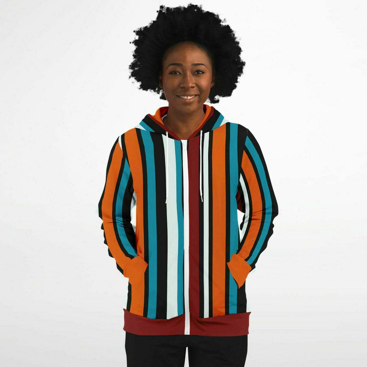 Retro stripe Zip-Up Hoodie