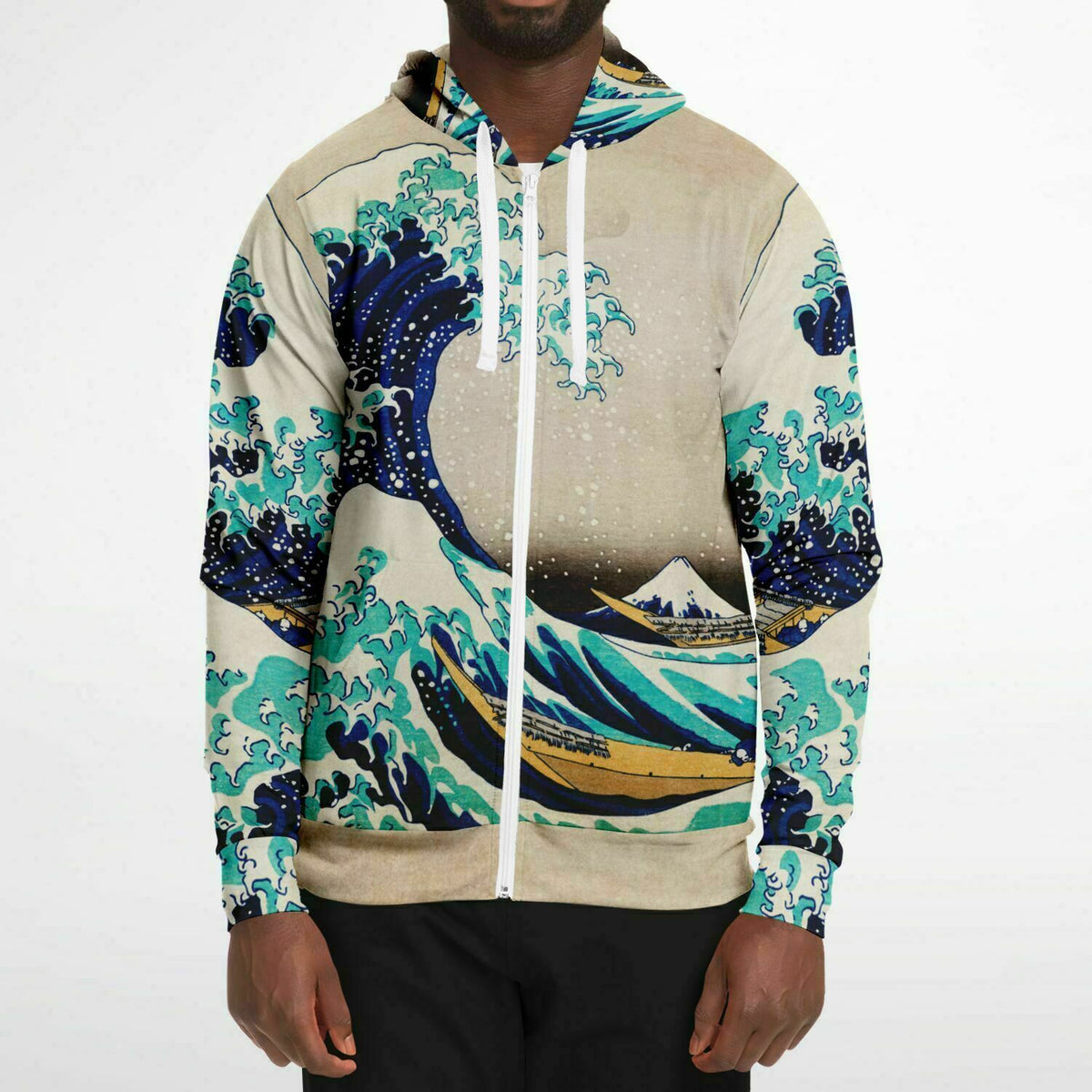 Zip Hoodie  &quot;The Great Wave Off of Kanagawa&quot; by Hokusai