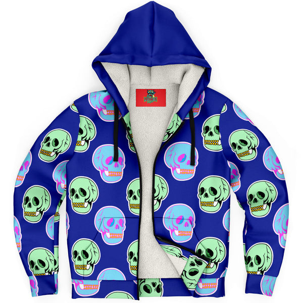 Microfleece Zip Hoodie Y2K Retro Skull - Future Is Retro