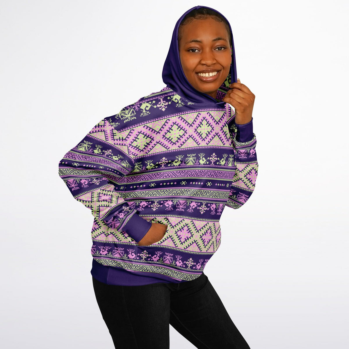 Nordic Print Heavyweight Hoodie - Purple