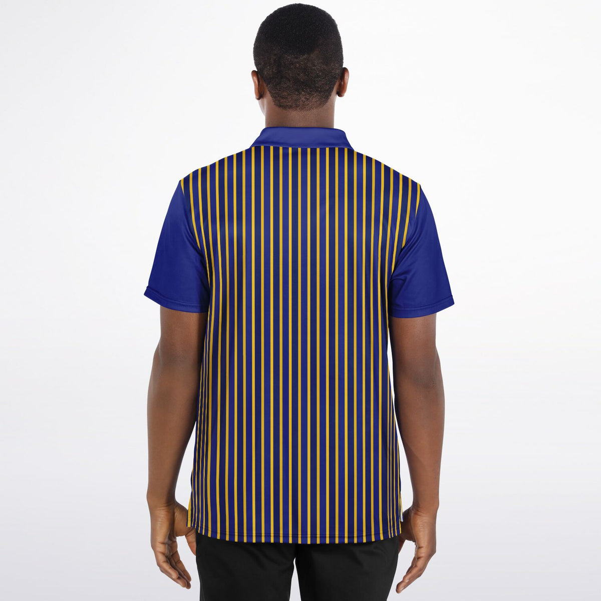 Performance Golf Polo, Gold and Navy Stripe, Sports Sweat Wicking Polo