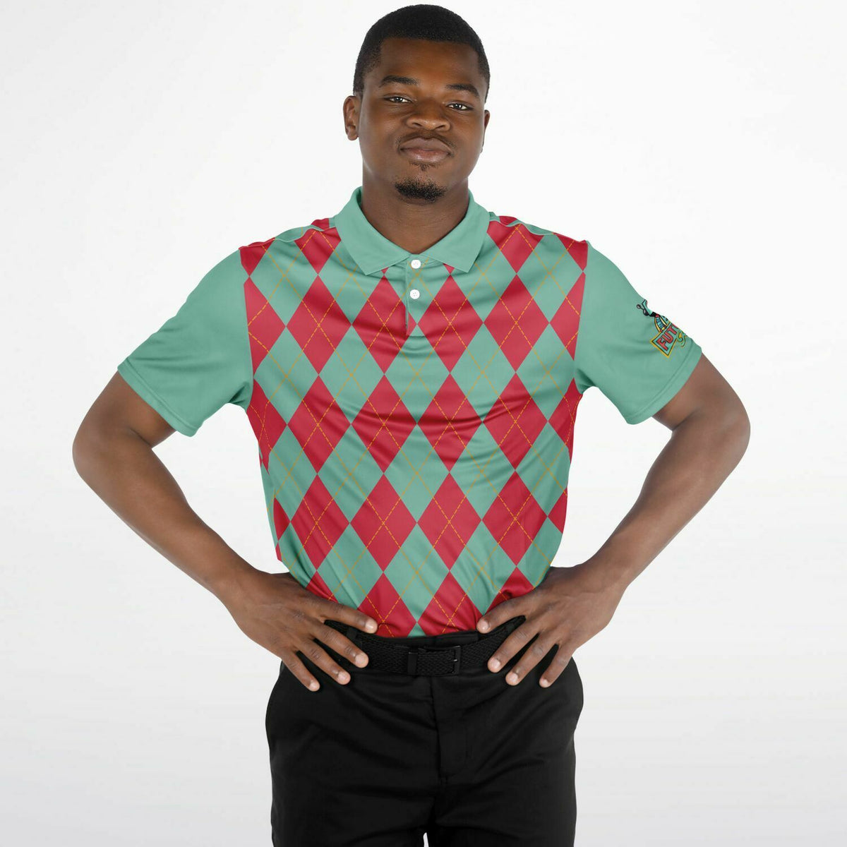Performance Golf Polo - Retro Teal Argyle