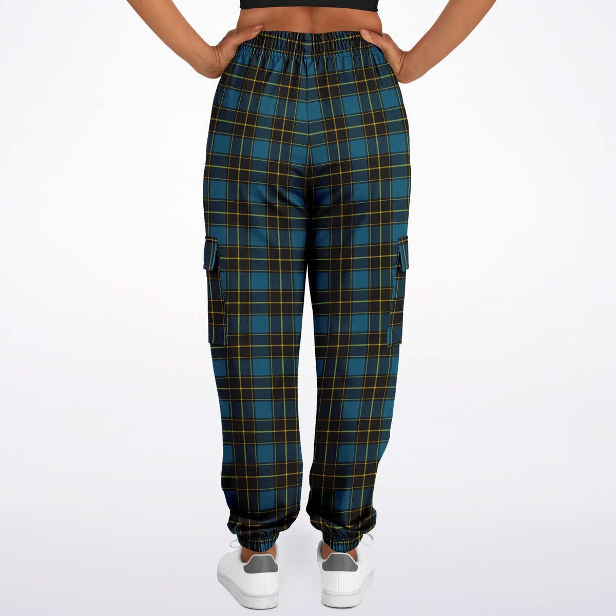 90s Plaid Wide-Leg Cargo Joggers