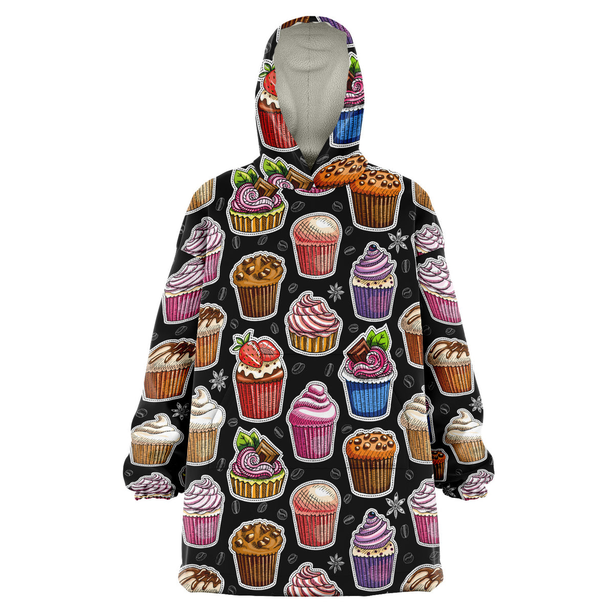 Snug Hoodie Wearable Blanket -Cupcakes and Coffee