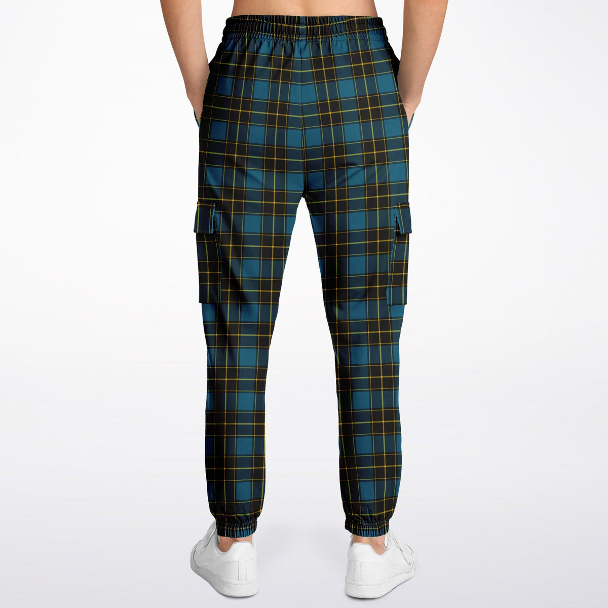 90s Plaid Wide-Leg Cargo Joggers