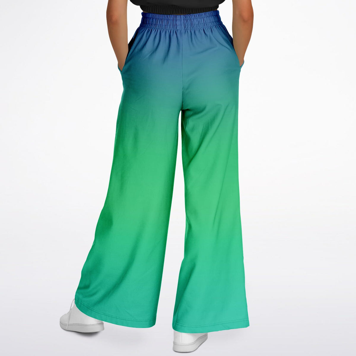 Blue green Ombre Athletic Flare Jogger Pants