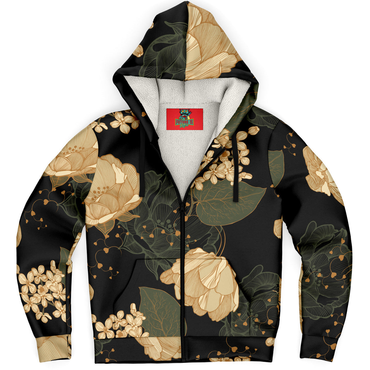 Zip Up Microfleece Hoodie in Smoky Floral