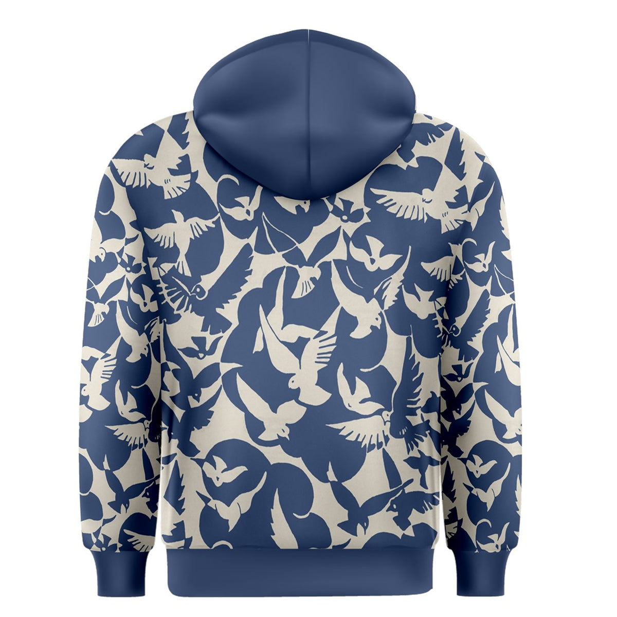 Pigeon Zip Hoodie with Japanese Art Print