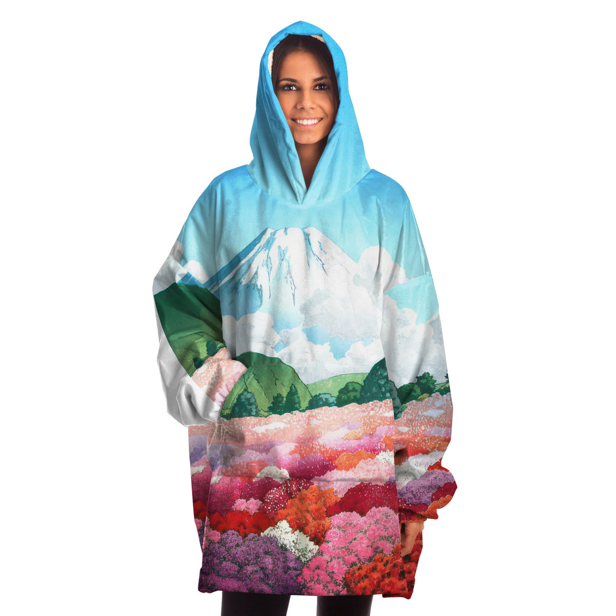 Ukiyo-e Art Snug Hoodie - One Size, High-Def Kawase Hasui Print, Lounge Wear