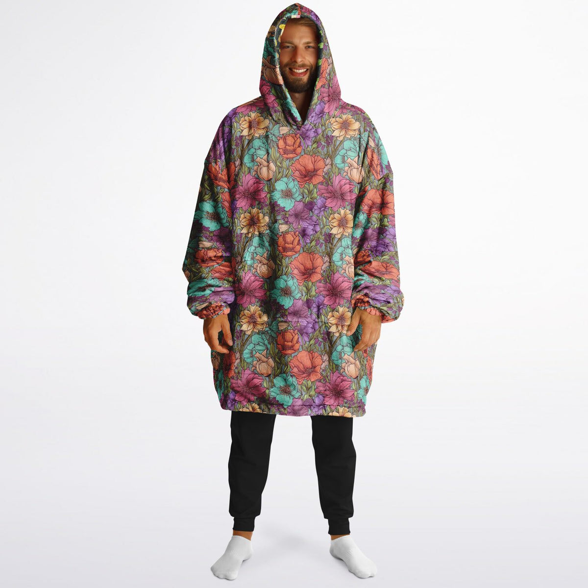 Cottage Core Wendbarer Loungewear-Hoodie in Übergröße, Decken-Hoodie in Übergröße 