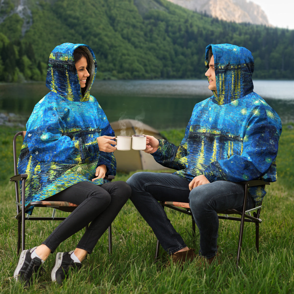 Starry Night Snug Microfleece Hoodie Wearable Blanket