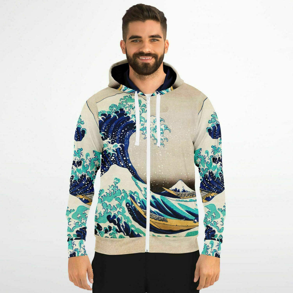 Zip Hoodie  &quot;The Great Wave Off of Kanagawa&quot; by Hokusai