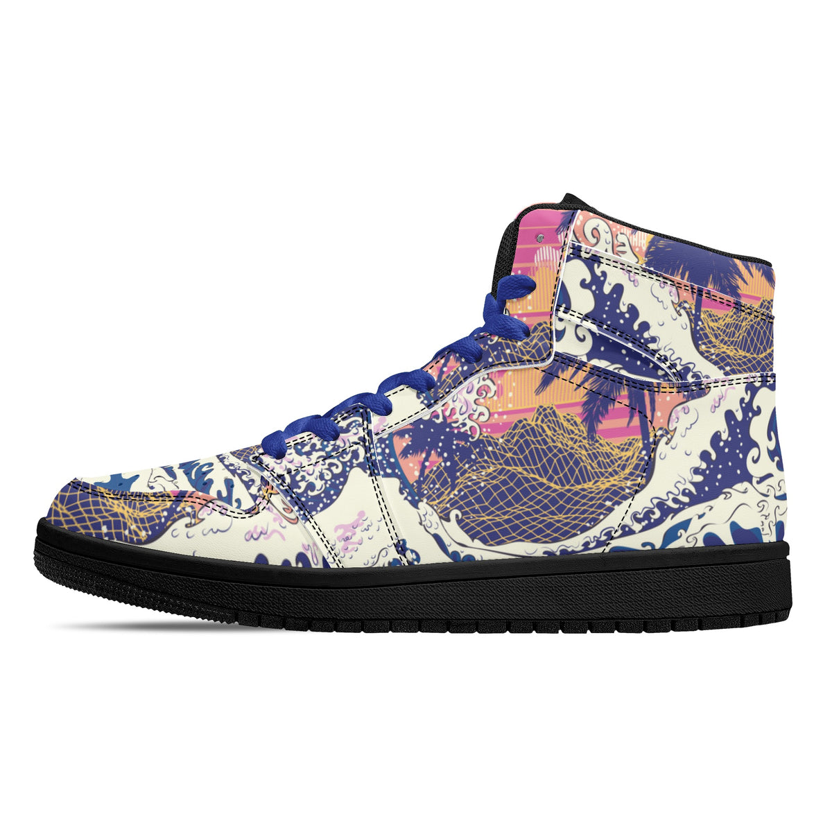 Vegan Leather Hi Tops Retro Vapourwave off of Kanagawa