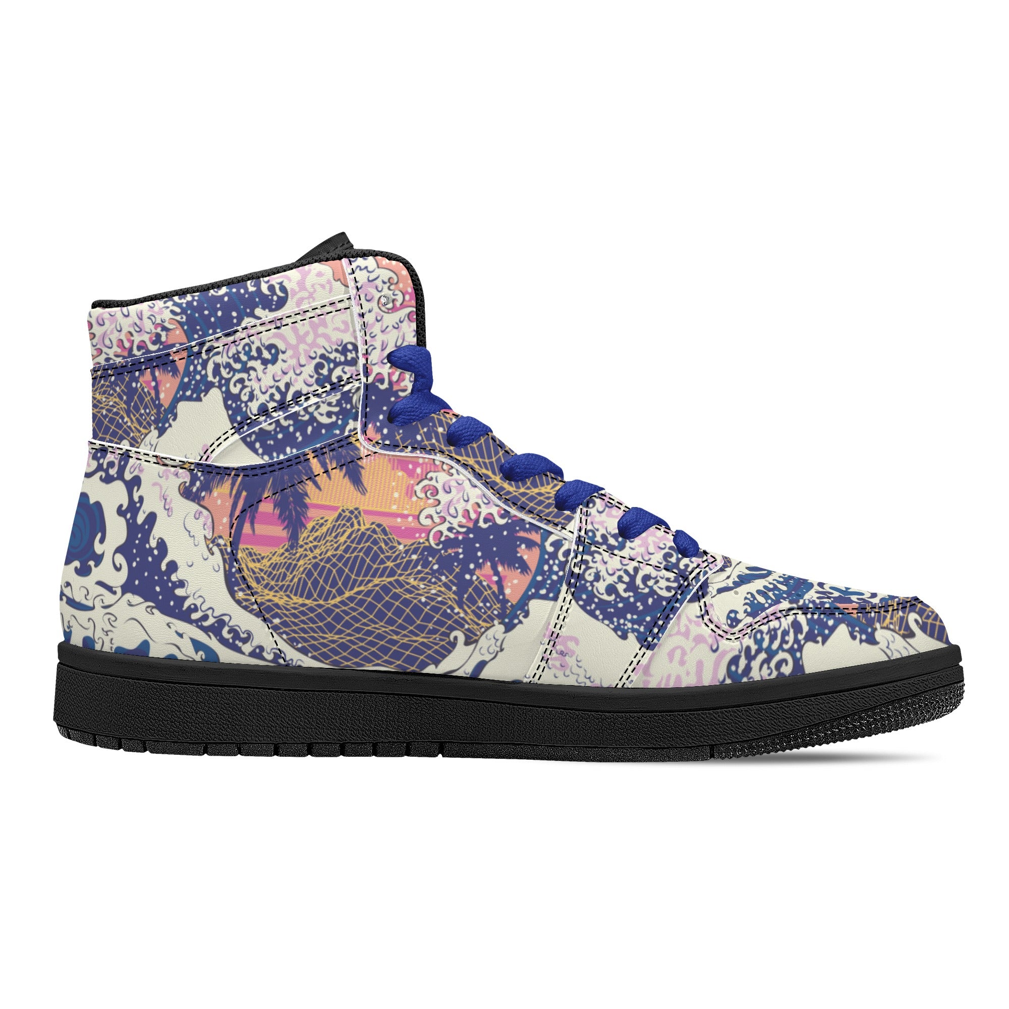 Vegan Leather Hi Tops Retro Vapourwave off of Kanagawa