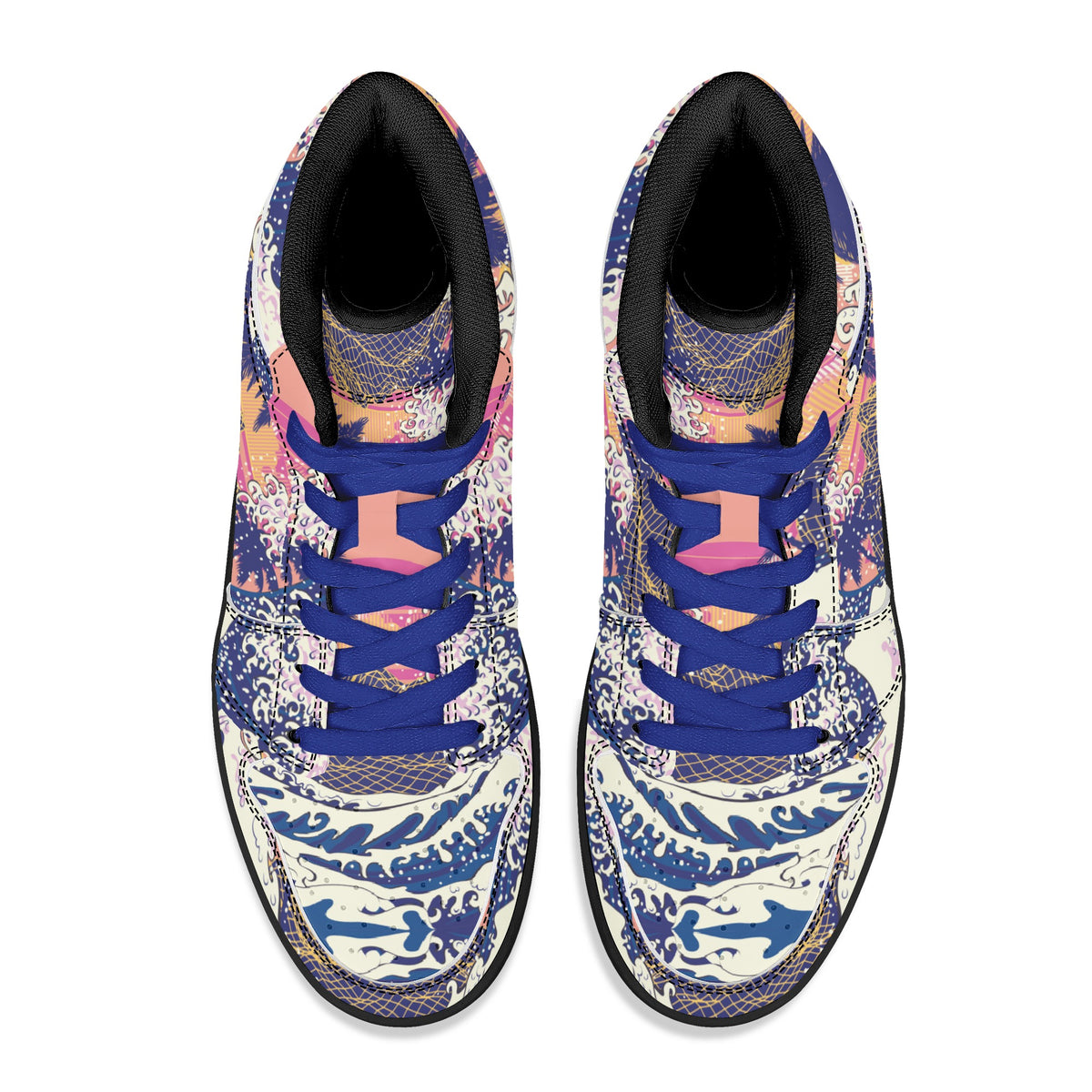 Vegan Leather Hi Tops Retro Vapourwave off of Kanagawa