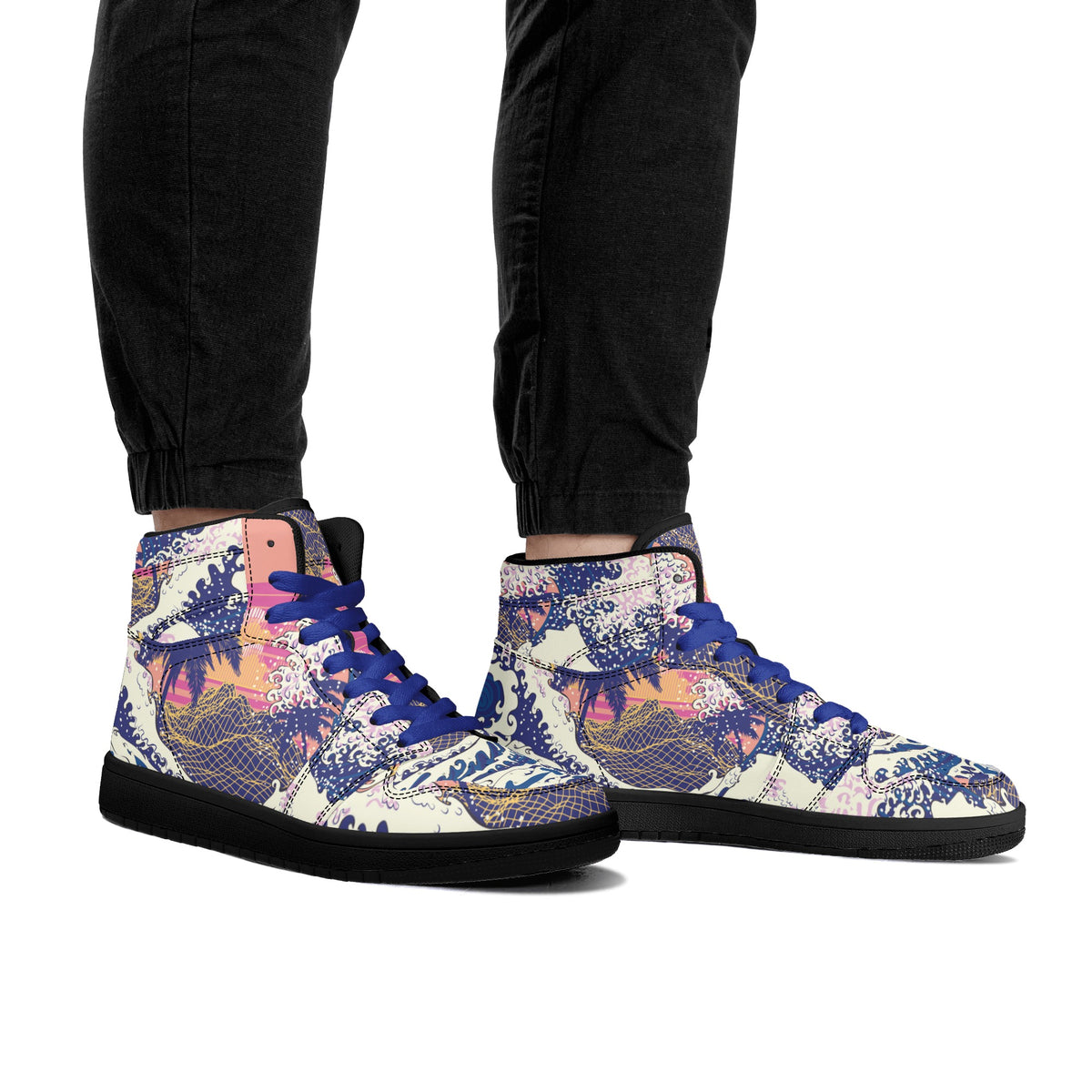 Vegan Leather Hi Tops Retro Vapourwave off of Kanagawa