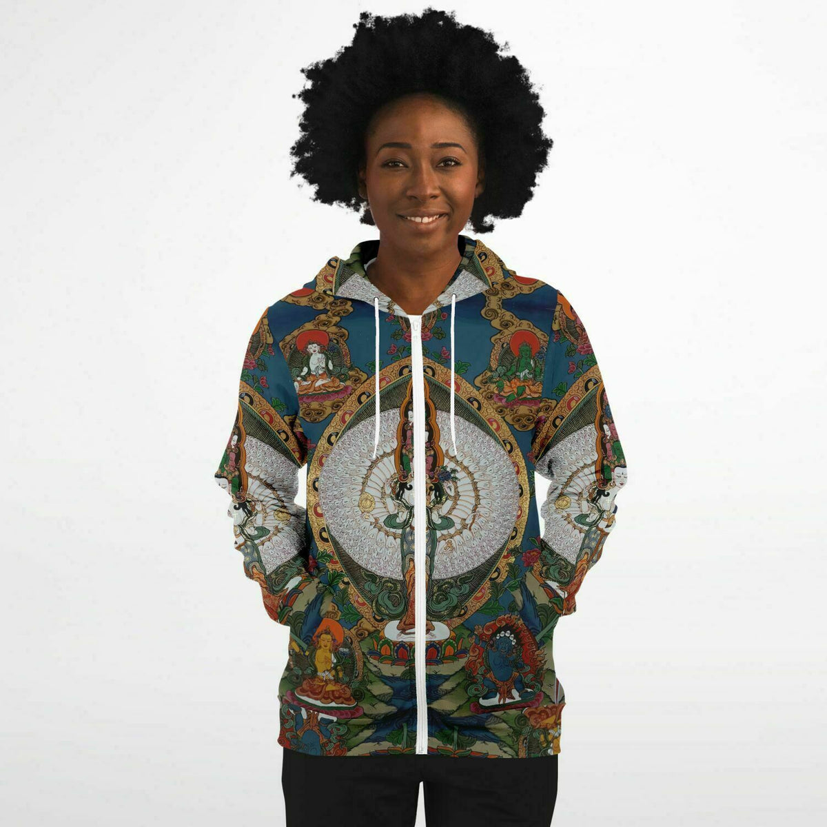 Zip Up Art Hoodie, Spiritual, Festival, Yoga, Meditation Zip Hoodie