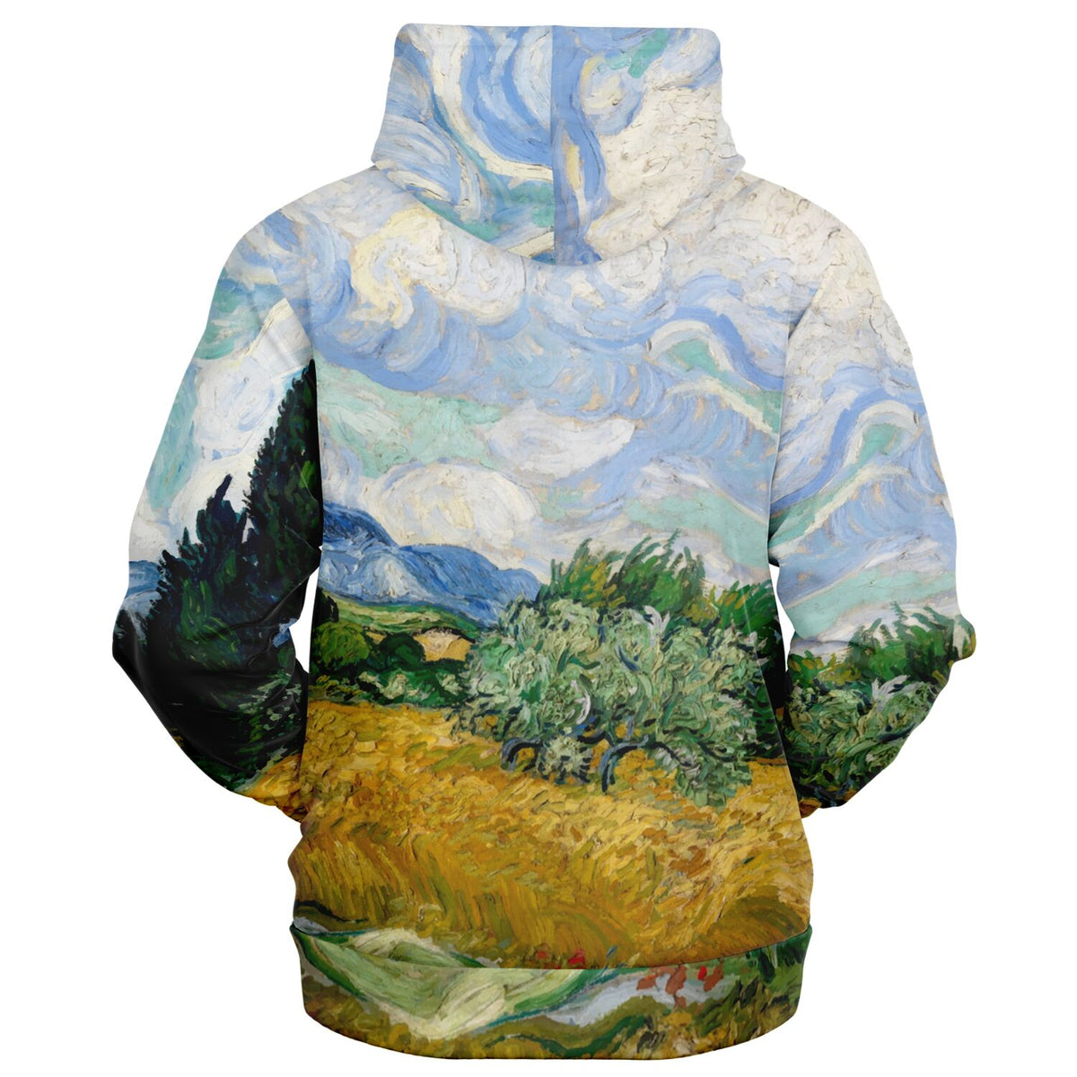 Van Gogh Zip-Up Hoodie Wheat field with Cypresses