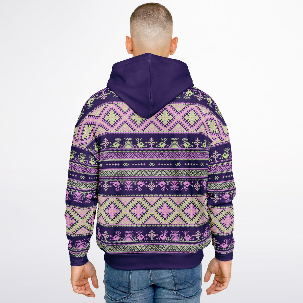 Nordic Print Heavyweight Hoodie - Purple