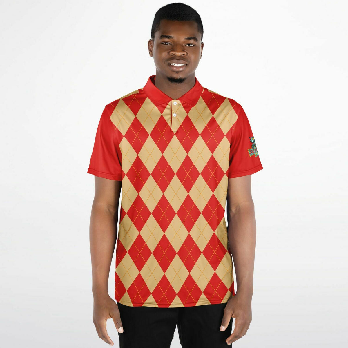 Performance Golf Polo in Sweat Wicking Ruby Argyle