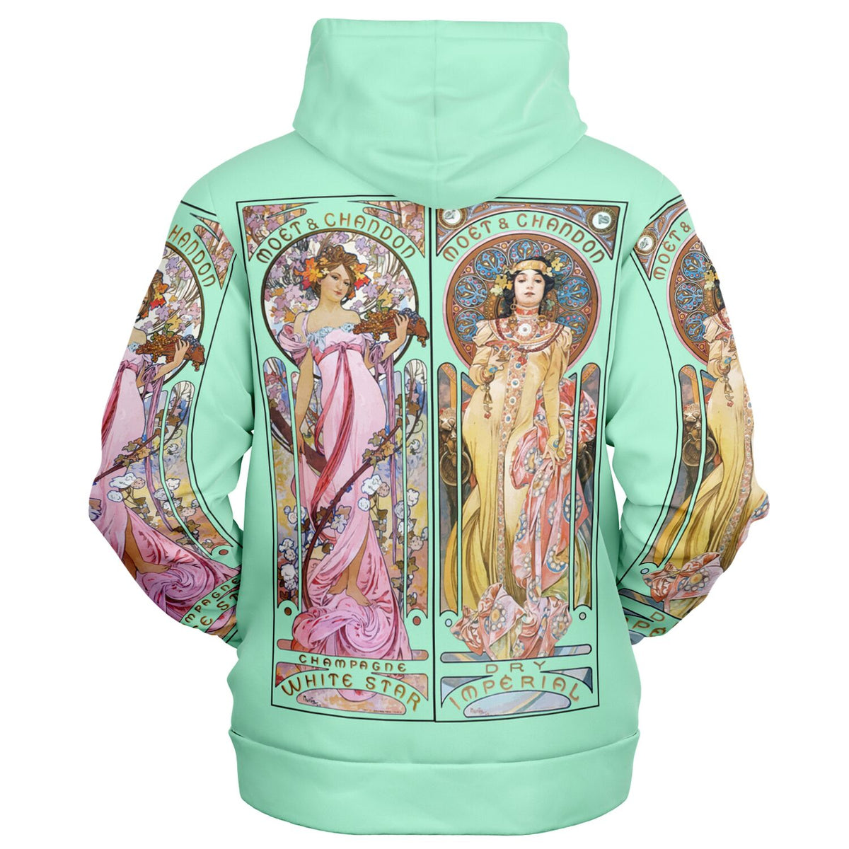 Lightweight Summer Zip Hoodie Art Nouveau Alphonse Mucha Print